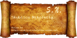 Skublics Nikoletta névjegykártya
